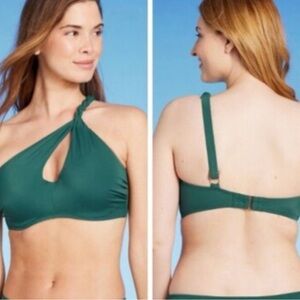 Shade & Shore Green One-Shoulder Bikini Top